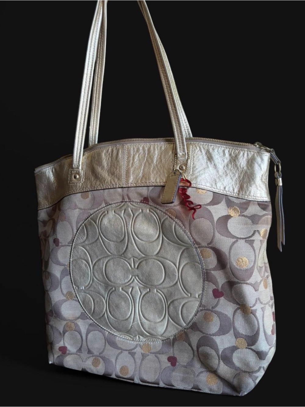 Coach Metallic Gold and Beige Signature Tote